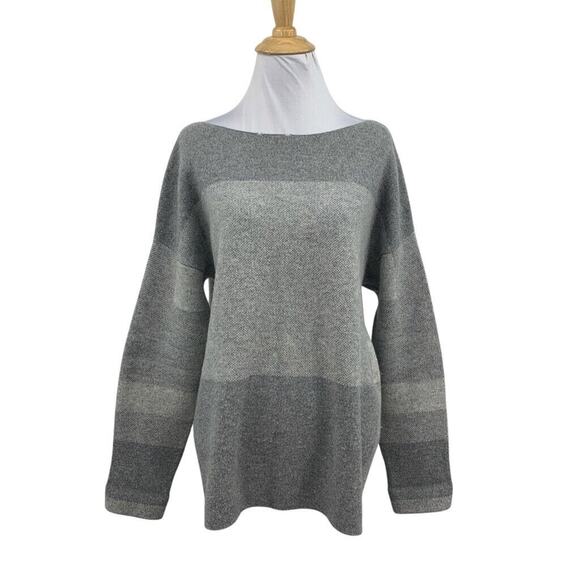 Vince Sweater Womens M Medium Gray Wool Cashmere Blend Colorblock Knit Pullover - Picture 1 of 14